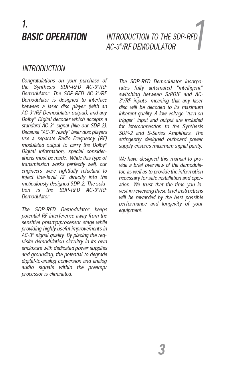 JBL Synthesis SDP-RFD AC-3®/RF Demodulator (120V/230V) Installation/Technical Manual (Instant Download) - Image 3