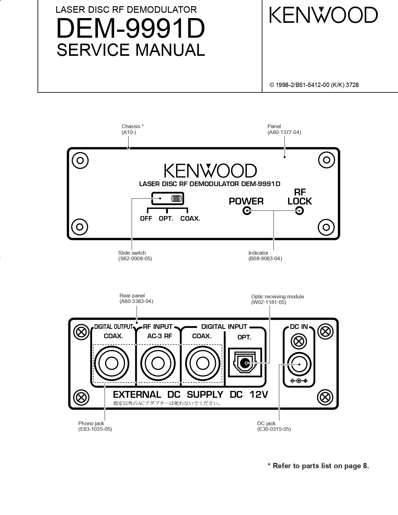 KENWOOD LASER DISC RF DEMODULATOR DEM-9991D SERVICE MANUAL (Instant Download)
