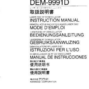 KENWOOD DEM-9991D LASER DISC RF DEMODULATOR INSTRUCTION MANUAL (Instant Download)