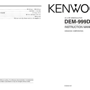 KENWOOD AC-3 RF DEMODULATOR DEM-999D INSTRUCTION MANUAL (Instant Download)