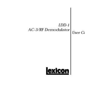 lexicon LDD-1 AC-3/RF Demodulator User Guide (Instant Download)