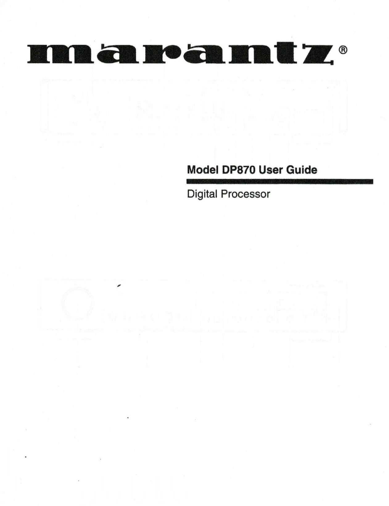 marantz Model DP870 User Guide Digital Processor (Instant Download)