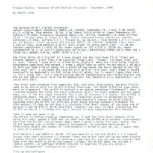 Marantz DP-870 Digital Processor Product Review (Instant Download) – Note: This is not an official manual but a product description/review.-0001 Marantz DP-870 Digital Processor Product Review (Instant Download) - Note: This is not an official manual but a product description/review.