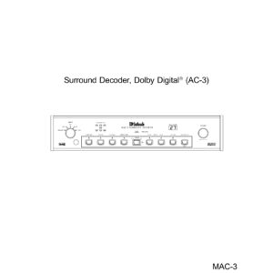 McIntosh Surround Decoder, Dolby Digital® (AC-3) MAC-3 Owner's Manual (Instant Download)