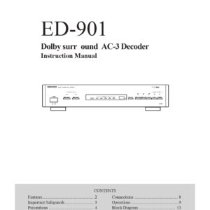 ONKYO ED-901 Dolby Surround AC-3 Decoder Instruction Manual (Instant Download)