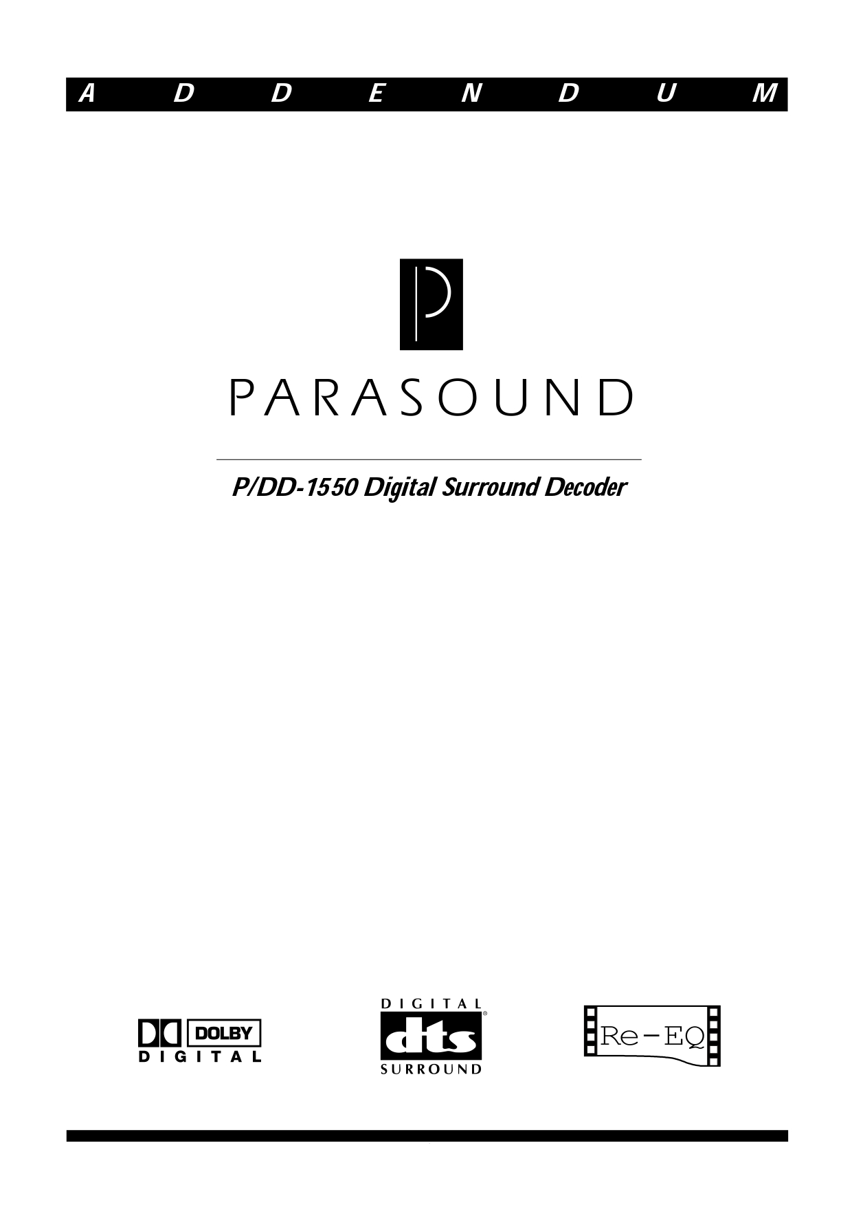 Parasound P/DD-1550 Digital Surround Decoder Instant Download Manual