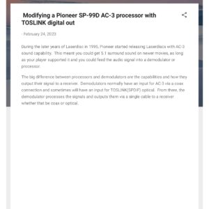 Pioneer_SP-99D AC-3 TOSLINK Digital out modification_compressed_page-0001 Pioneer RFD-1 RF Demodulator Service & Operating Instructions Instant Download Manual