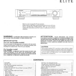 PIONEER ELITE DOLBY SURROUND AC-3 & PRO LOGIC PROCESSOR SP-99D PIONEER ELITE DOLBY SURROUND AC-3 & PRO LOGIC PROCESSOR SP-99D