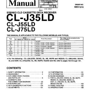 Pioneer CL-J35LD, CL-J55LD, CL-J75LD Service Manual (RRV1215) – Instant Download Pioneer CL-J35LD, CL-J55LD, CL-J75LD Service Manual (RRV1215) - Instant Download