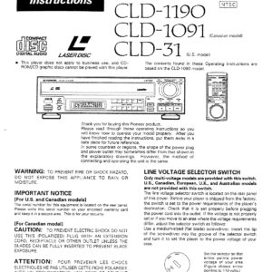Pioneer CLD-1090, CLD-1190, CLD-1091, CLD-31 Operating Instructions – Instant Download Pioneer CLD-1090, CLD-1190, CLD-1091, CLD-31 Operating Instructions - Instant Download