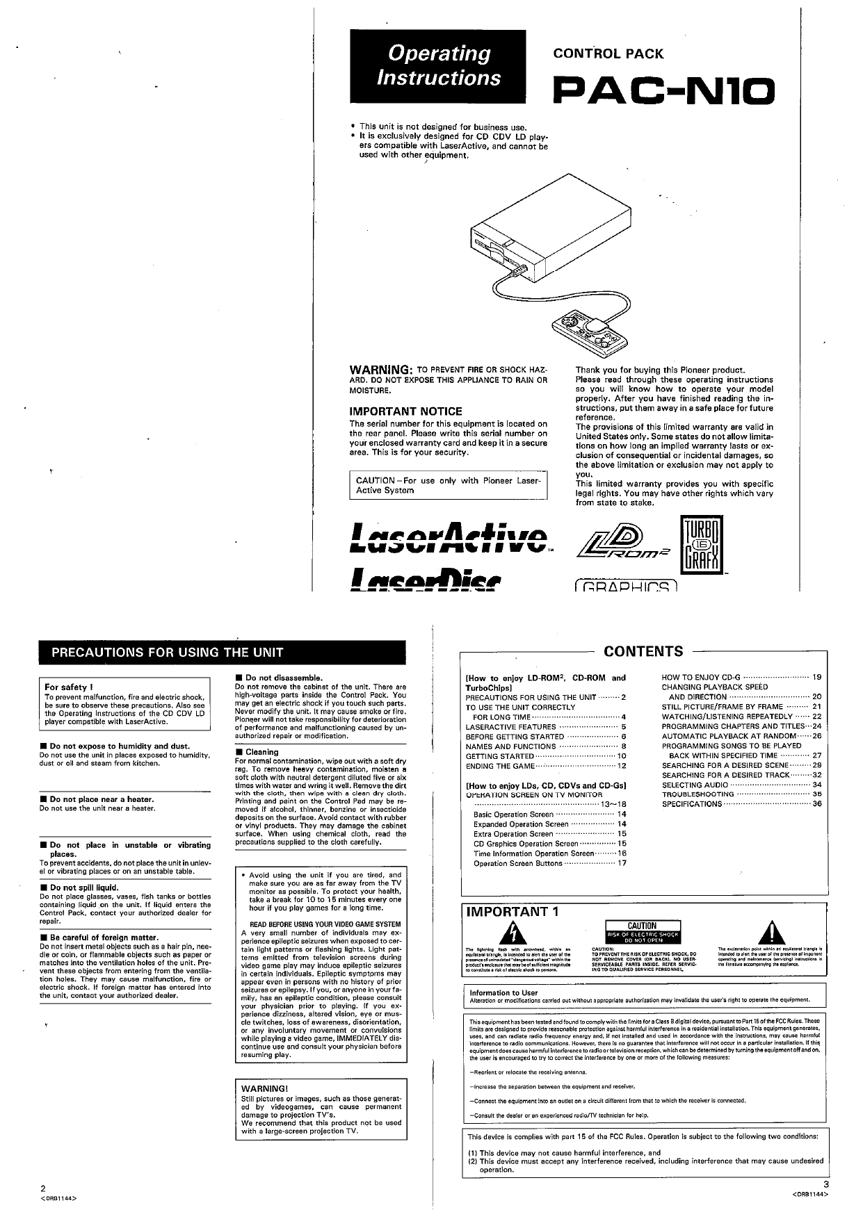 Pioneer PAC-N10 Operating Manual - Instant Download