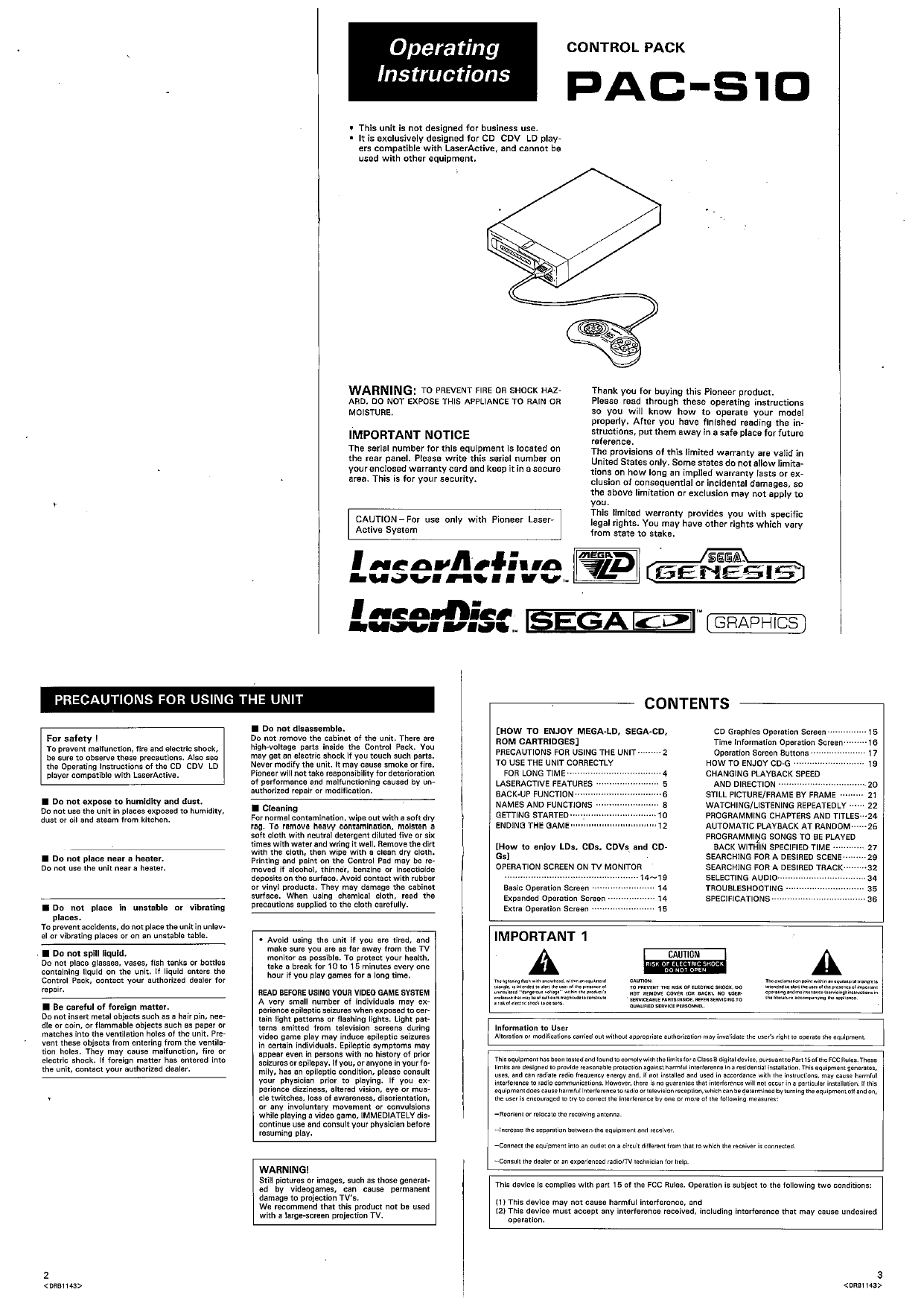 Pioneer PAC-S10 Operating Manual - Instant Download