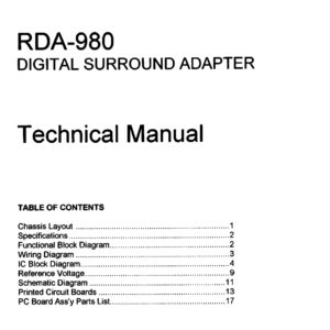 Rotel RDA-980 Digital Surround Adapter Technical Manual Rotel RDA-980 Digital Surround Adapter Technical Manual