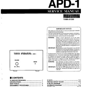 Yamaha APD-1 Dolby Digital RF Demodulator Service Manual – Instant Download Yamaha APD-1 Dolby Digital RF Demodulator Service Manual - Instant Download