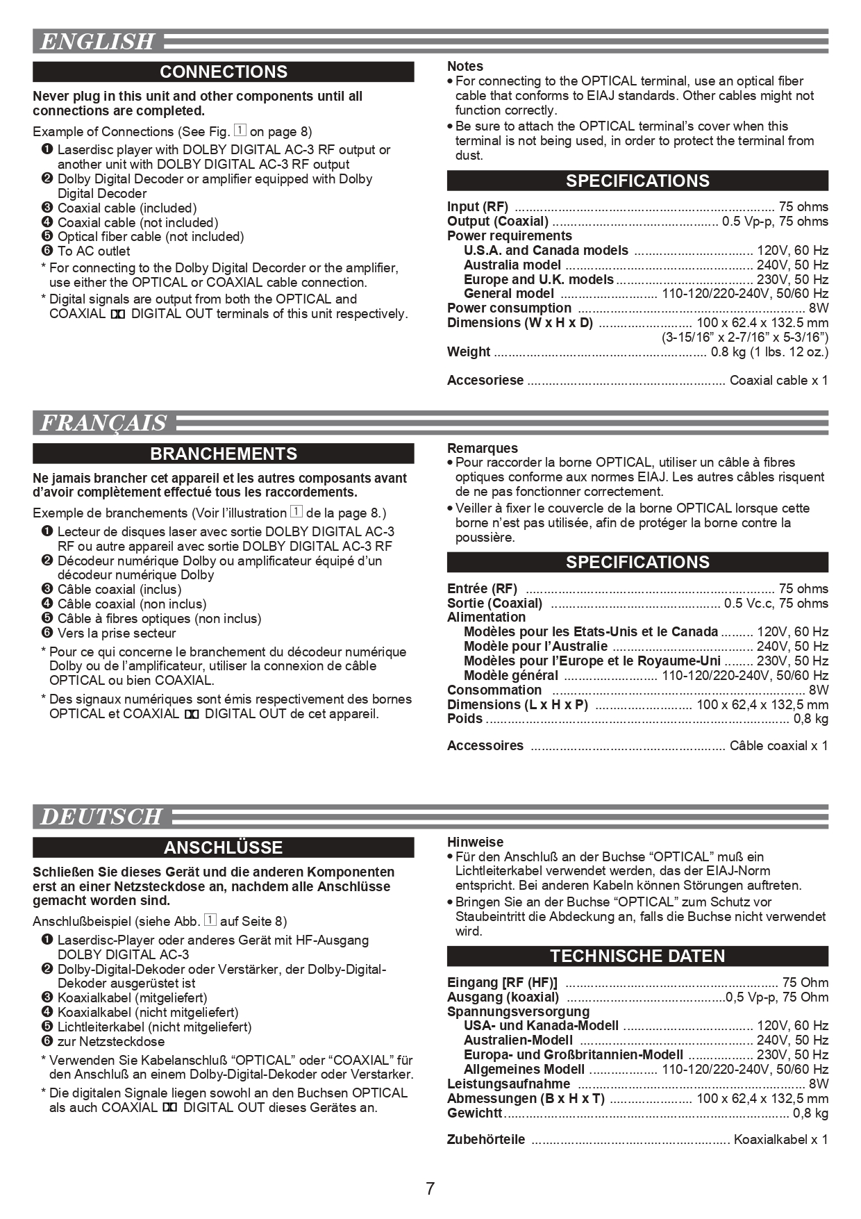 Yamaha APD-1 Natural Sound RF Demodulator Owner's Manual - Instant Download - Image 3