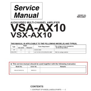 PIONEER VSA-AX10 Audio/Video Multi-Channel Amplifier Service Manual: INSTANT DOWNLOAD
