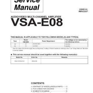 Pioneer VSA-E08 Audio/Video Multi-Channel Amplifier Service Manual (Order No. RRV2337) – Instant Download Pioneer VSA-E08 Audio/Video Multi-Channel Amplifier Service Manual (Order No. RRV2337) - Instant Download