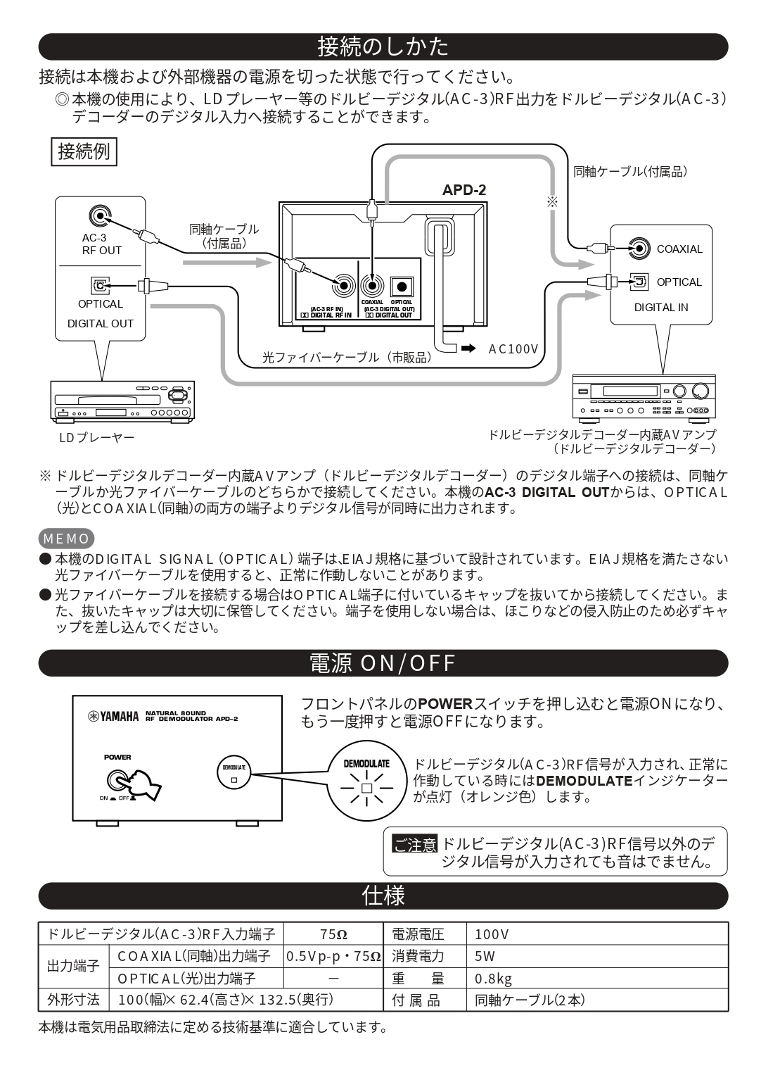 YAMAHA Natural Sound RF Demodulator APD-2 Instruction Manual: INSTANT DOWNLOAD - Image 3