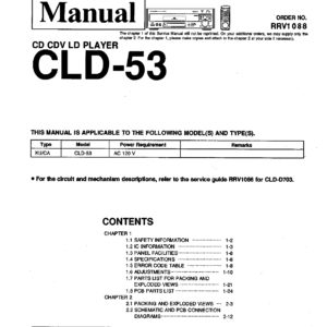 Pioneer CLD-53 CD CDV LD Player Service Manual – INSTANT DOWNLOAD Pioneer CLD-53 CD CDV LD Player Service Manual - INSTANT DOWNLOAD