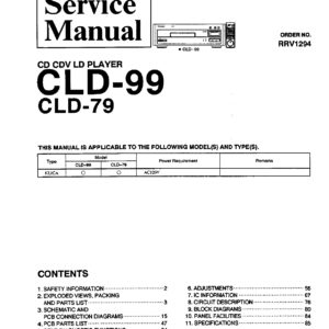Pioneer CLD-99 and CLD-79 CD CDV LD Player Service Manual – INSTANT DOWNLOAD Pioneer CLD-99 and CLD-79 CD CDV LD Player Service Manual - INSTANT DOWNLOAD