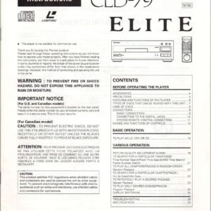 Pioneer ELITE CLD-79 CD CDV LD Player Operating Instructions - INSTANT DOWNLOAD
