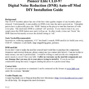 Pioneer ELITE CLD-97 CD CDV LD Player Service Manual & DNR Mod Guide – INSTANT DOWNLOAD Pioneer ELITE CLD-97 CD CDV LD Player Service Manual & DNR Mod Guide - INSTANT DOWNLOAD