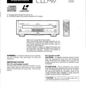 💿 Pioneer CLD-97 CD/CDV/LD Player Operating Instructions – INSTANT DOWNLOAD 💿 Pioneer CLD-97 CD/CDV/LD Player Operating Instructions - INSTANT DOWNLOAD