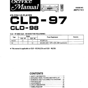 Pioneer CLD-97 / CLD-98 CD CDV LD Player Service Manual - INSTANT DOWNLOAD