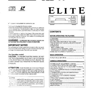 Pioneer CLD-99 CD CDV LD Player Operating Instructions - INSTANT DOWNLOAD