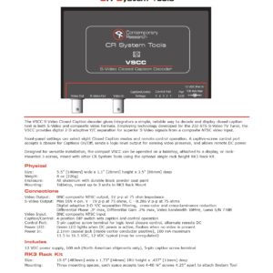 Contemporary Research VSCC S-Video Closed Caption Decoder Manual Overview